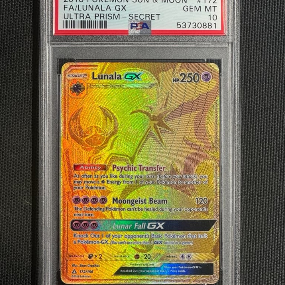 Pokemon Lunala GX Gold Trading Card